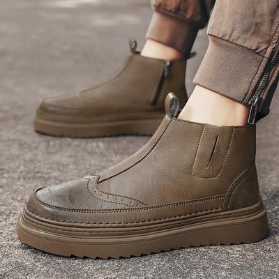 Fashion Business Men Classic Retro Chelsea Boots Comfort Fashion Trends Leather Ankle Boots High-Top Thick Sole Shoes British Brand Shoe