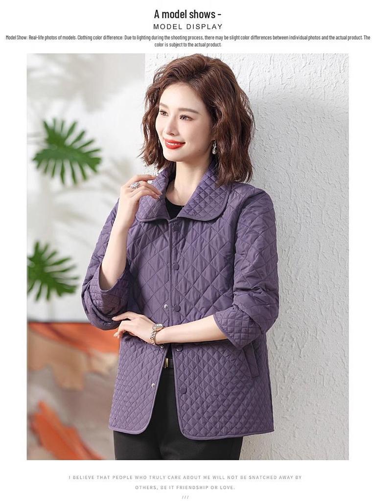 2025 Women's Elegant Quilted Diamond Jacket - Autumn/Winter Lightweight Casual Style