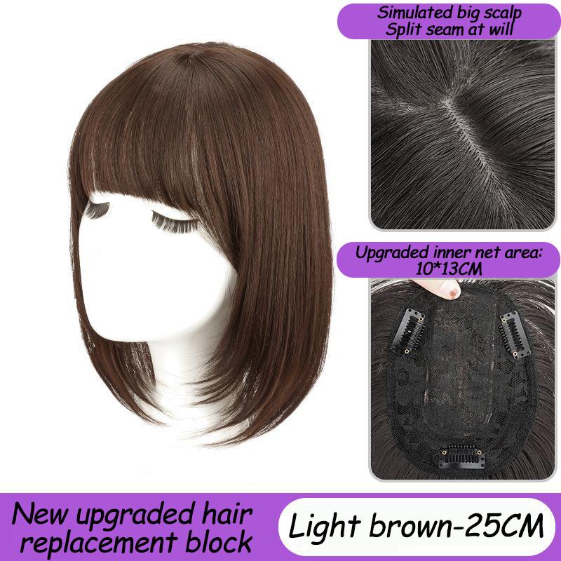 10x13CM Peruca Simulação Cabelo Cabeça Bloco de Reposição de Cabelo Feminino Natural Leve Respirável Cobrir Cabelos Grisalhos Sem Traço Fofo