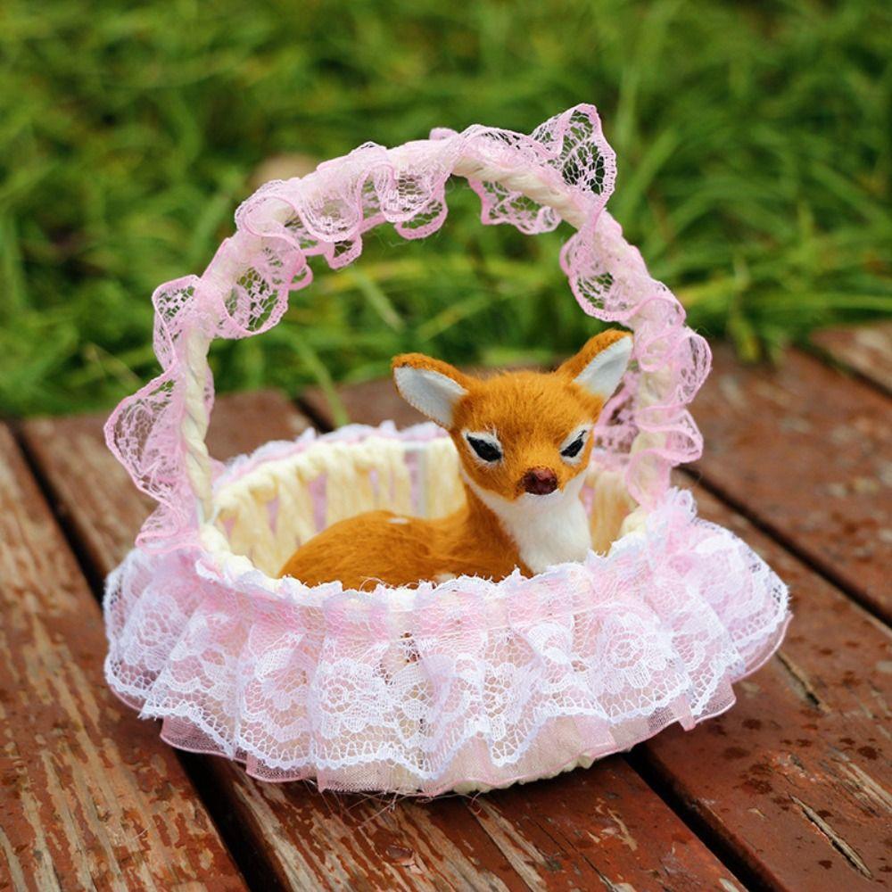 Miniatures Plush Bunny Toy Figurines Plush Sleeping Cats Simulation Rabbits Toy  Car Ornaments