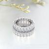 Three-color Fashion Personality Exaggerated Design Ring Female Tide Dance Ring Niche T Square Diamond Colored Zircon