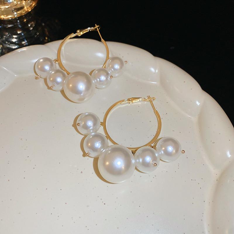 Real Gold Electroplated Silver Needle Freshwater Pearl Flower Earrings High-end Earrings French Light Luxury Elegant Earrings Women