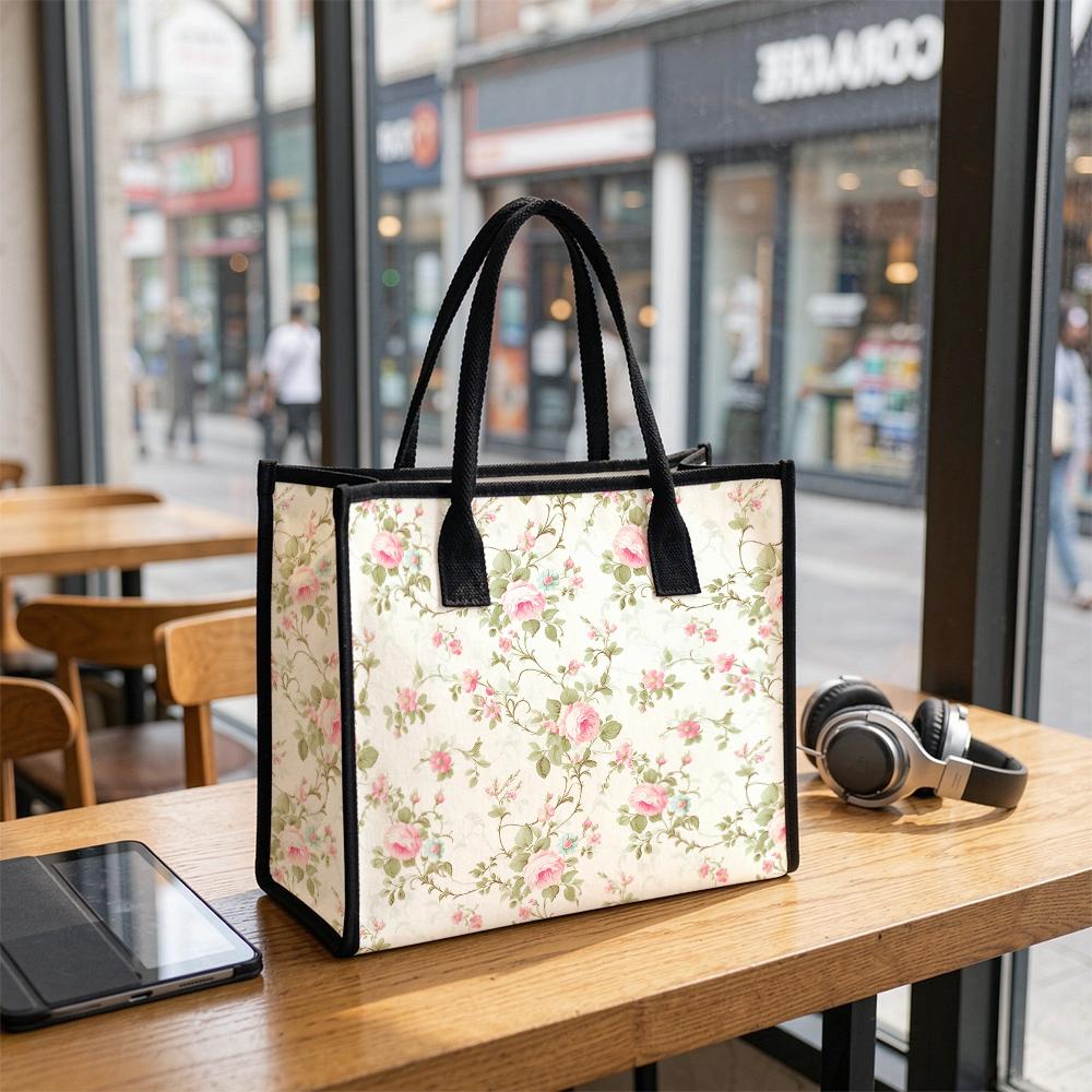 Floral Tote Bag Stylish Daily Shopping Shoulder Bag Large Capacity Casual Carry Bag for Women