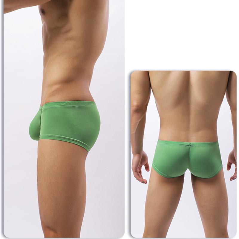 Herren Niedrig sitzende Eis Seide Boxershorts Sexy Einfarbige Dünne Unterhose Bequem Unsichtbar Enganliegende Unterwäsche