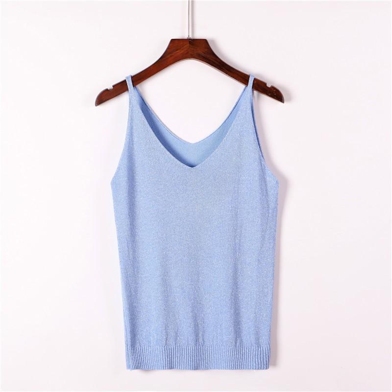 Glänzendes Pailletten-Strick-Camisole-Westen-Top für Damen