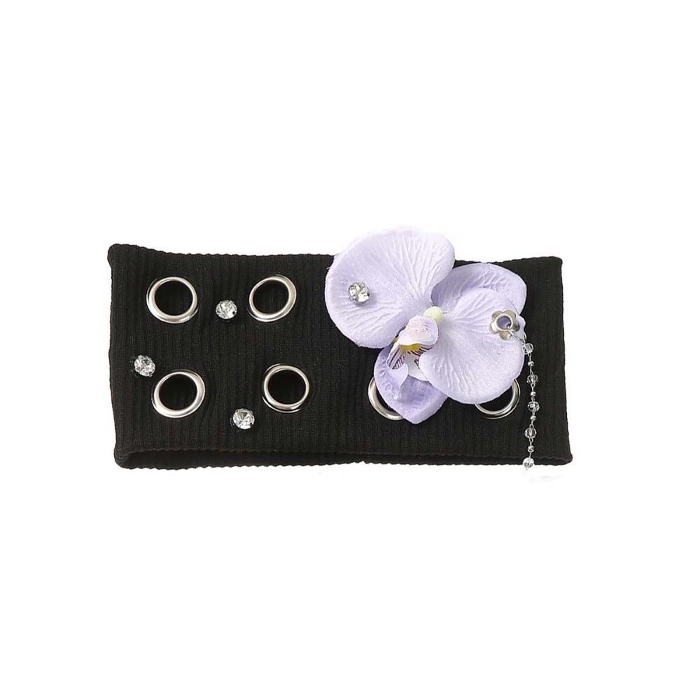 Hollow Out Flower Elastic Headband Hibiscus Rhinestone Chain Headscarf  Girls