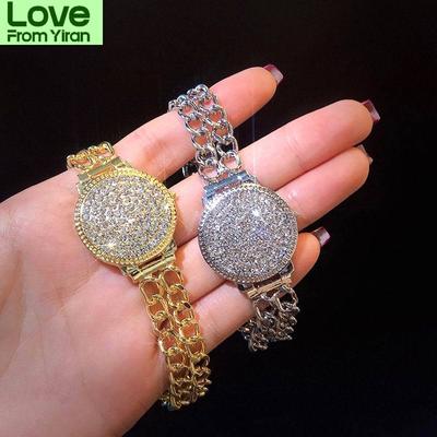Bracciale Hip Hop Grande Da Donna  Nuovo Gioiello Bracciali Dichiarazione di Personalità Con Strass Scintillanti