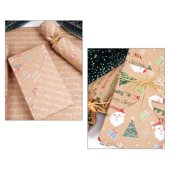 Christmas Wrapping Paper Vintage Thick Brown Holiday Gift Wrap with Christmas Tree Truck Snowflake