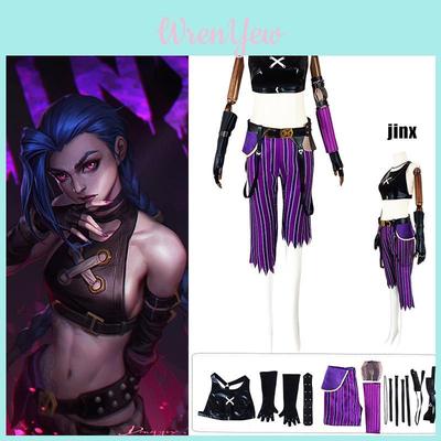 League Of Legends Jinx Cosplay Costume Halloween Party Uniform Set With Exquisite Printing