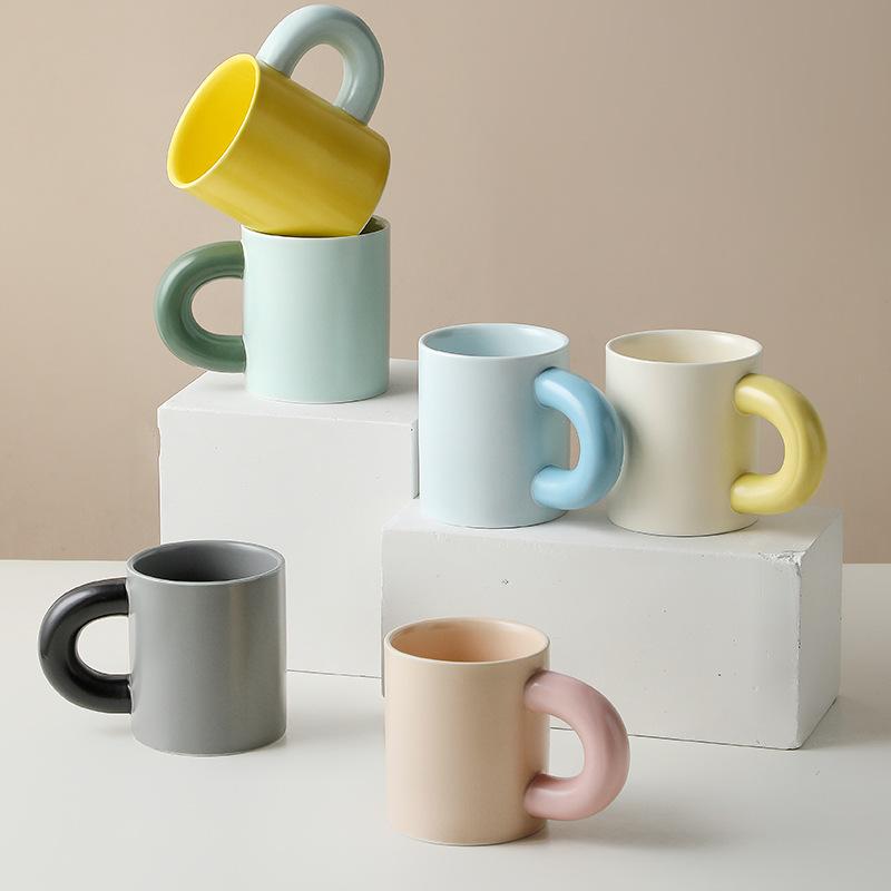 Creative European Ceramic Mug, Big Ear Water Cup, Coffee Cup, Tea Cup, Couple Cup, Breakfast Cup, Milk Cup