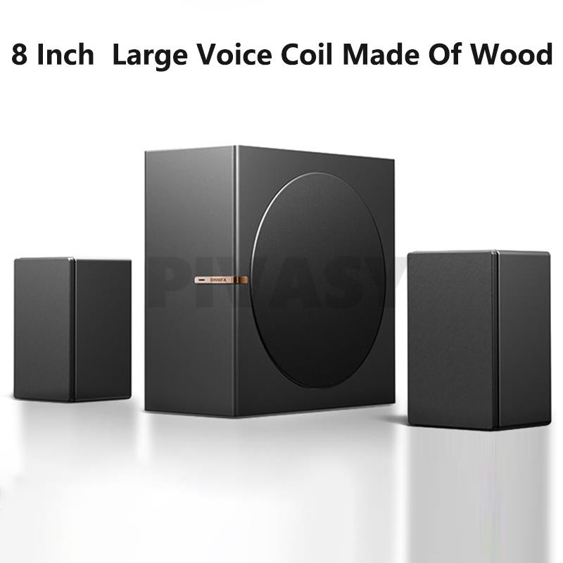 8 Inch High Power Wooden Bass Speaker Full-Range Subwoofer Bluetooth Speaker 2.1 Active Speaker For Computer TV Home Desktop Set