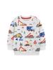 Boys' Autumn Construction Vehicle Hoodie - European & American Style, Round Neck Base Layer