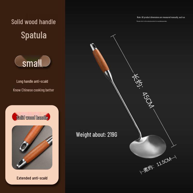 Stainless Steel Long-Handle Frying Spatula Set, Anti-Scald Wok Utensils for Stir-Fry.