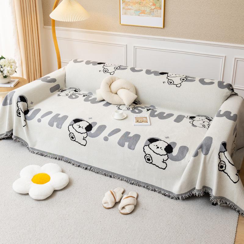 Kreskówkowy Kreatywny Ręcznik na Sofę Chenille Pokrowiec na Sofę All-Inclusive Uniwersalny Pokrowiec Przeciwkurzowy Koc Ochronny Kołdra