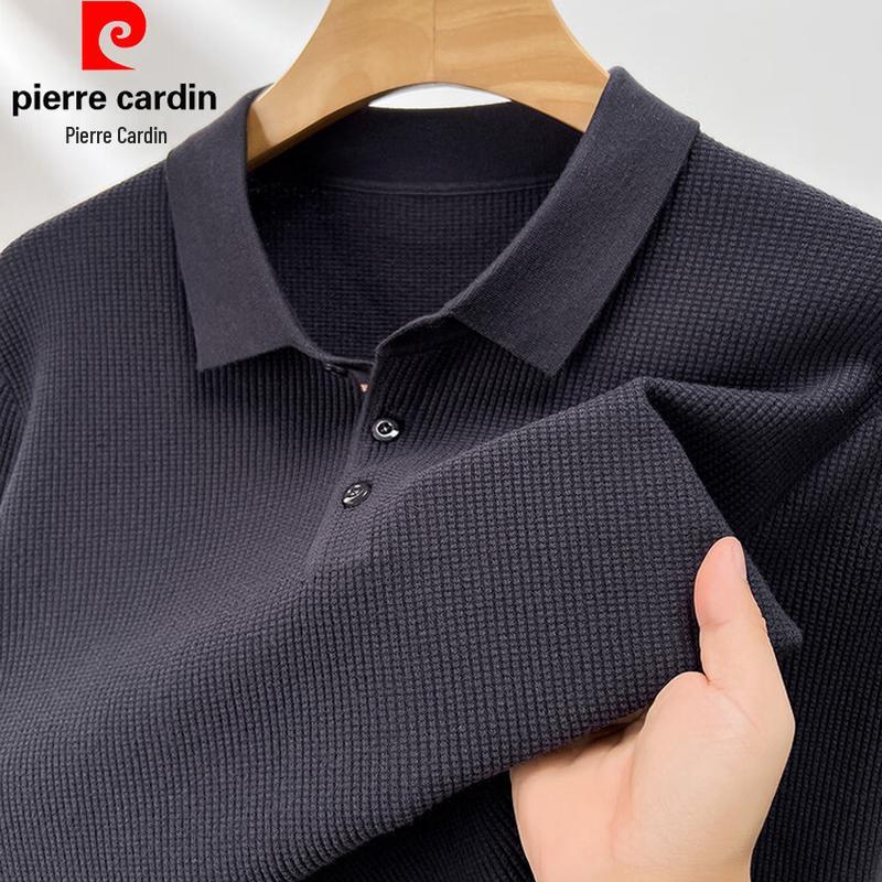 Pierre Cardin Men's Fine Knit Solid Color Long Sleeve Polo Sweater
