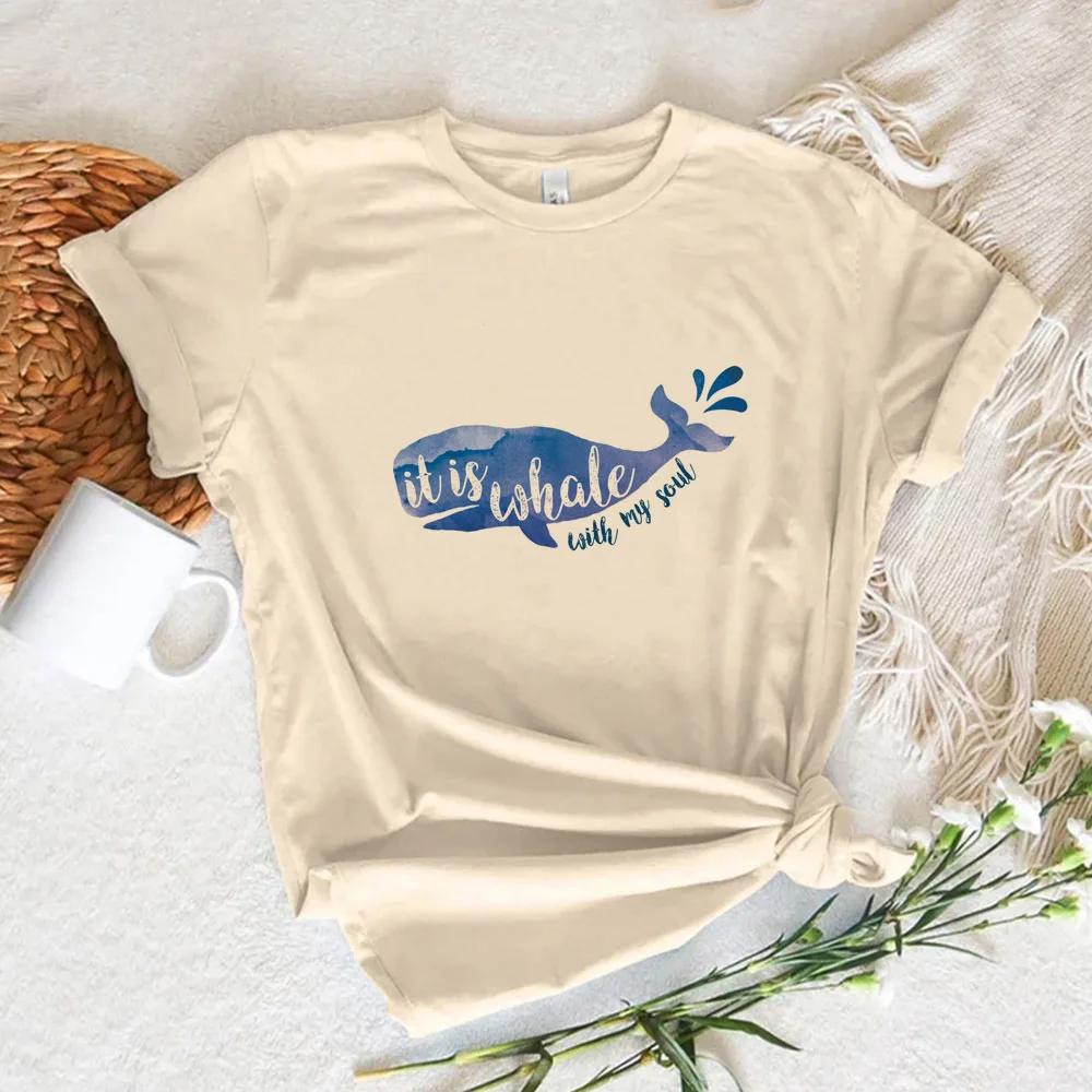 Whale Print Tshirt Women Summer Anime T-shirts Female Y2k Anime Clothing Graphic T Shirts Women Clothes