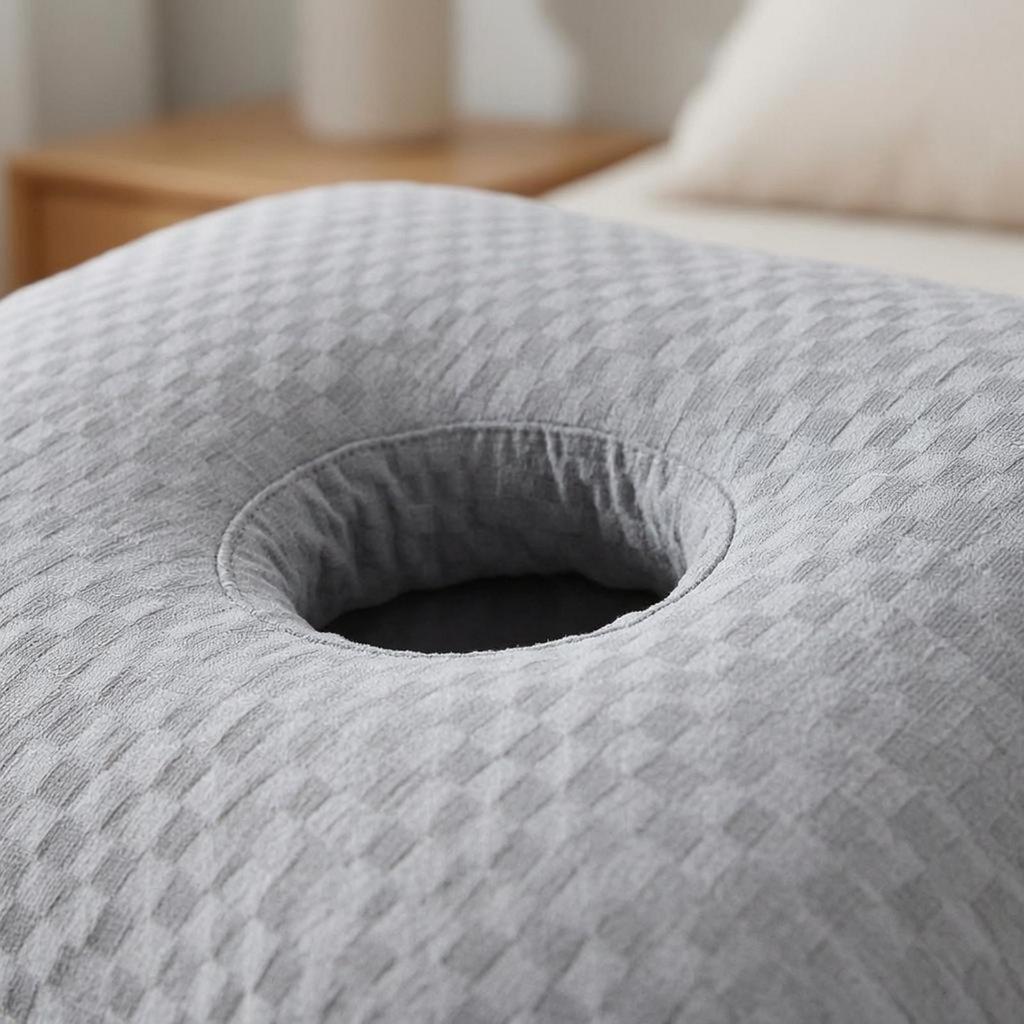 Ear Hole Pillow Quilted Shaped Neck Contoured