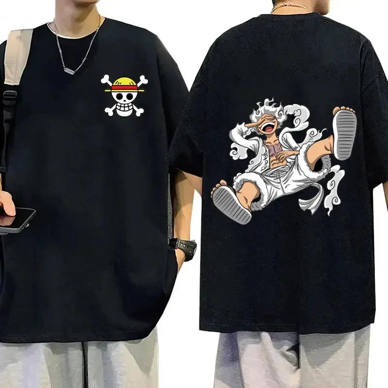 

Luffy One Piece Черная мужская футболка летняя с коротким рукавом 100% хлопок женская одежда топы мультфильм японский стиль аниме мужские футболки M