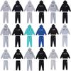 Men Women Hooded Fleece-Lined Cotton Sweatshirt Jogger Pants Set Loose Fit Streetwear Outfit