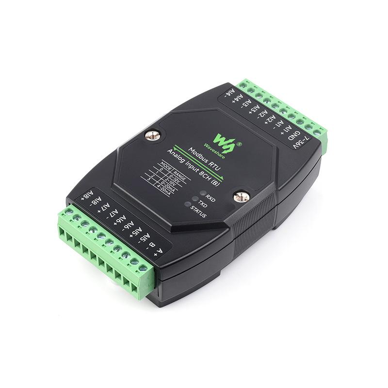 8-Channel Industrial Analog Input Module, DIN Rail Mount, 12-Bit Precision, Modbus RTU