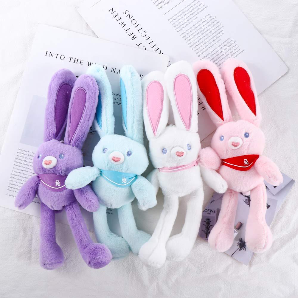 Pulling Rabbit Keyring Key Chain Pulling Rabbit Plush Toy Plush Rabbit Keychain Stuffed Animal Toys