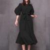 ZANZEA Women Casual Round Neck Loose Half Sleeve Long Dress