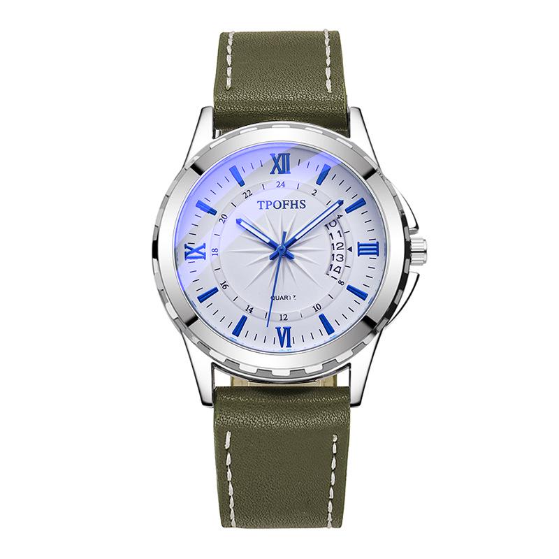 New Brand Men's Waterproof Quartz Watch with Star Pattern Dial and Fashionable Leather Strap