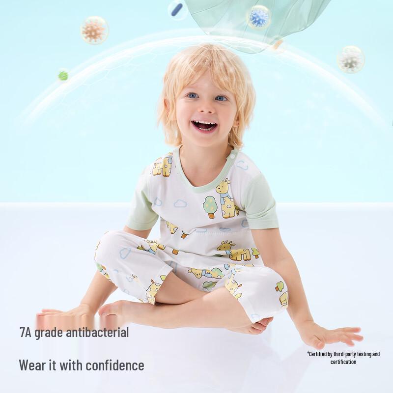 Beitais Unisex Thin Cotton Short Sleeve Pajama Jumpsuit