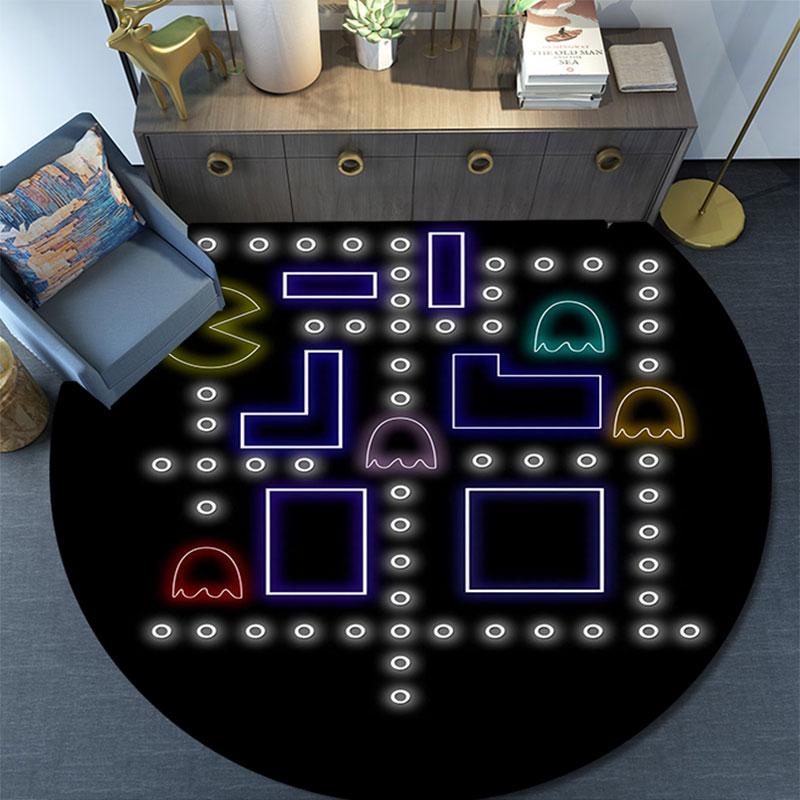 GAME Pac‑Man Pattern Round rug,Carpet Rug for Living Room Bedroom Playroom ,Non-slip Floor Mat,Holiday Gifts and Birthday Gifts.