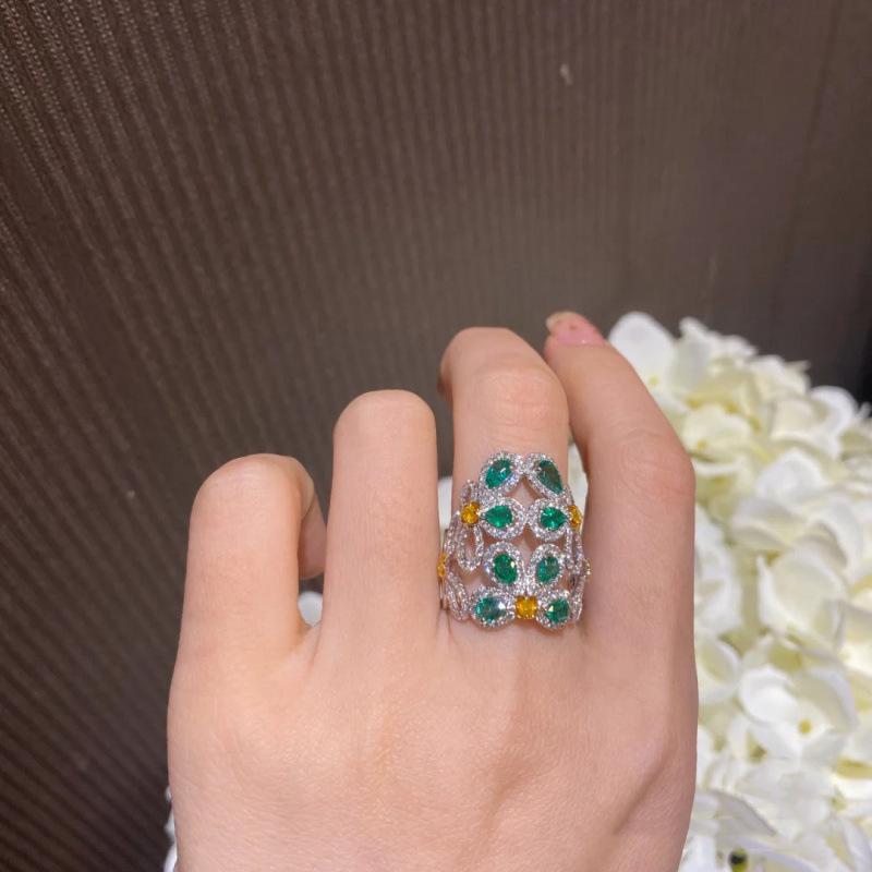 Trendy High-End Zircon Openwork Ring: Unique, Stylish Design for Women
