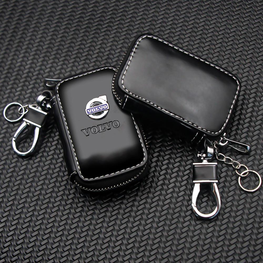 Leather Car Key Case Protection Auto Key Bag Key Chain Cover For Volvo S60 S90 XC40 XC60 XC90 V60 V90 EX40 V40 V50 V70 C30 T5 T6