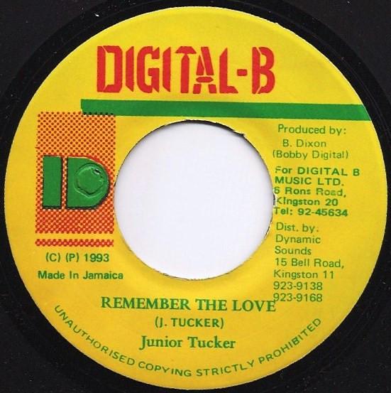 

7-дюймовая пластинка JUNIOR TUCKER - Remember The Love NONE Digital-B 1993 Ямайка Регги, Ска и Даб Б/У