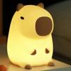 Cute Capybara Night Light Dimmable Rechargeable Touch Pat Lamp Soft Silicone Nursery Nightlight for Kids Room Bedroom Bedside Home Decor Gift