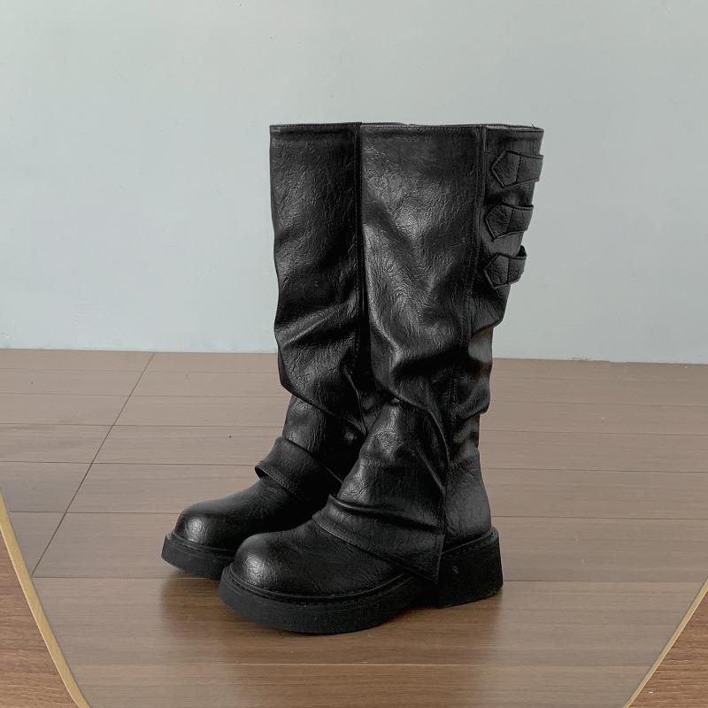 Winter Street Knight Knee High Top Women Concise Thick Heels Female Retro Slim Long Booties De Muje for Adult Women