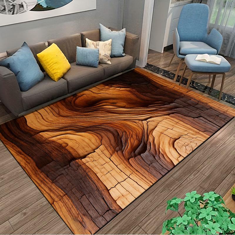 Realistic 3D Wooden Texture Pattern Carpet, Rustic Home Decor Rug Suitable for Use As an Anti-slip for Living Room Bedroom Sofas