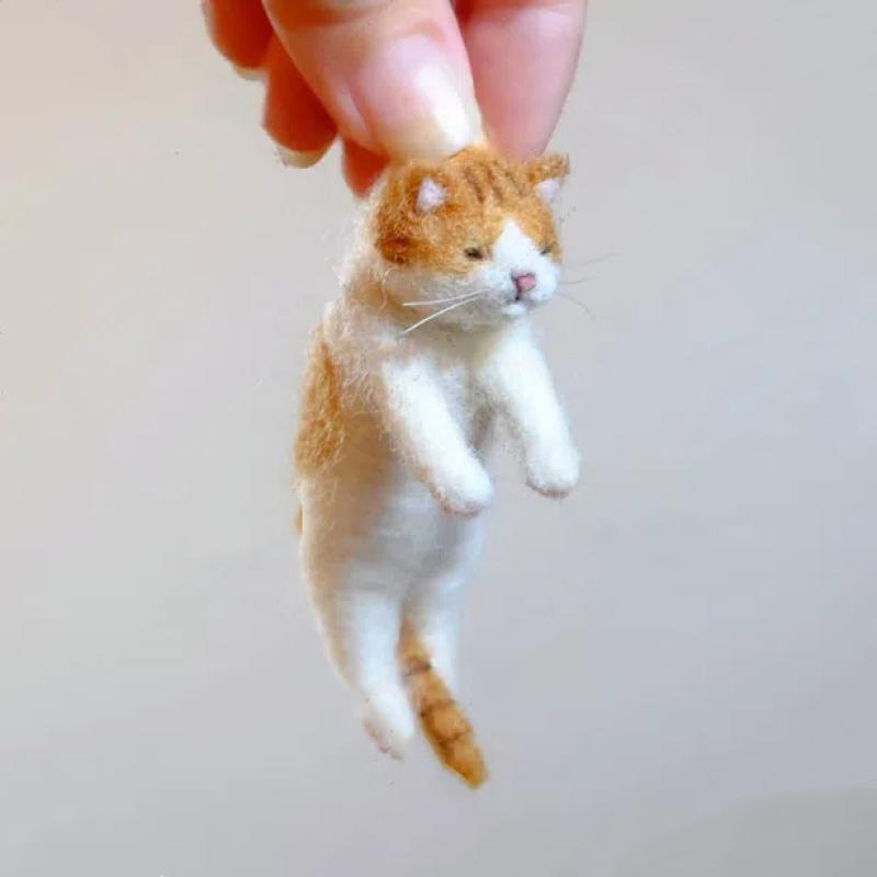 Schafwolle Filz Poke Katze Handgemachtes Materialpaket für Anfänger DIY Wolle Nadelfilzen Simulation Kreative Tiergeschenke
