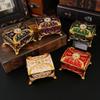 Exquisite Enamel Color Wavy Flower-shaped Storage Box Light Luxury Princess Jewelry Box Retro European Diamond-encrusted Metal Jewelry Box