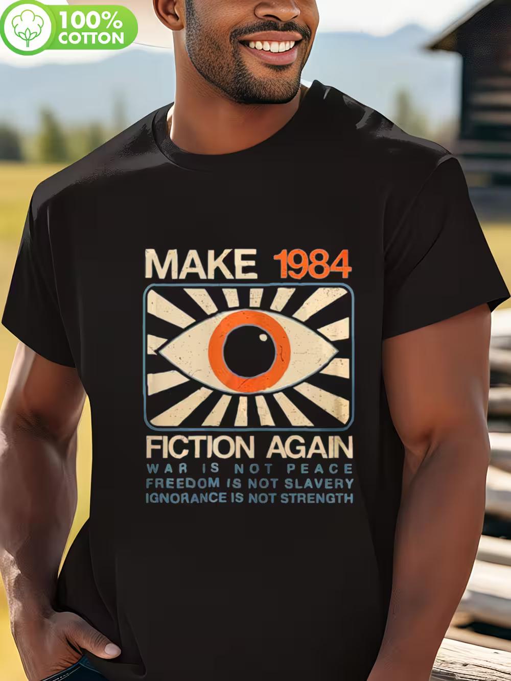 Men S 1984 Fiction Again Graphic T-Shirt - Vintage George Orwell Inspired Design XXXL