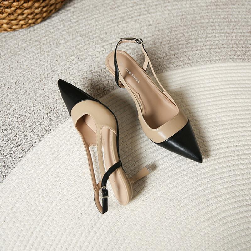 Back Empty Pointed High Heels French Stiletto Sandals Baotou Soft Sole Single Shoes