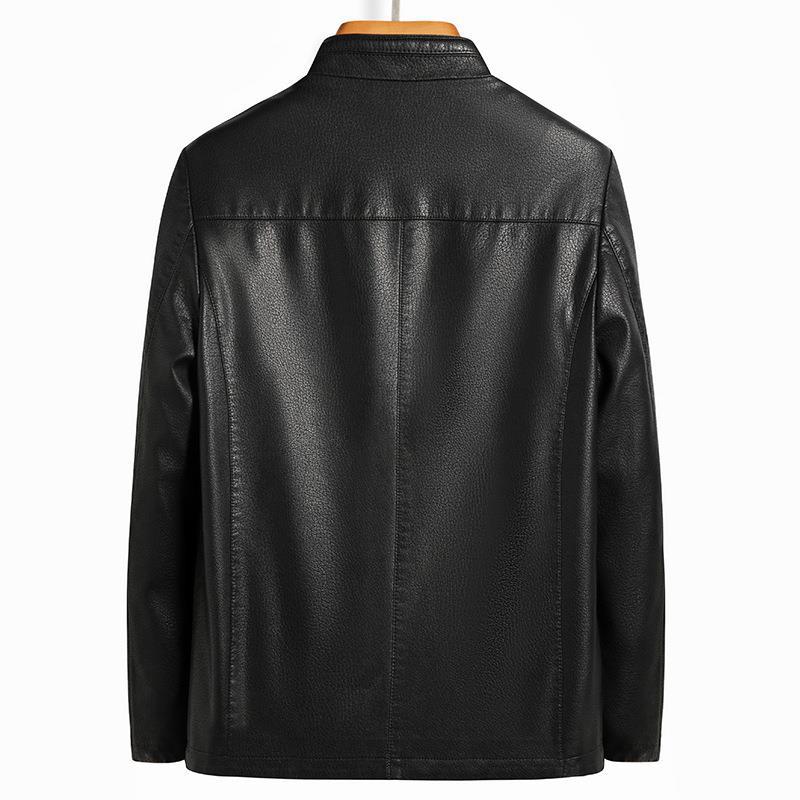 Autumn and Winter Men's Leather Jackets, Middle-aged Business Casual Loose Velvet Leather Jackets, Sheepskin Stand-up Collar Jackets