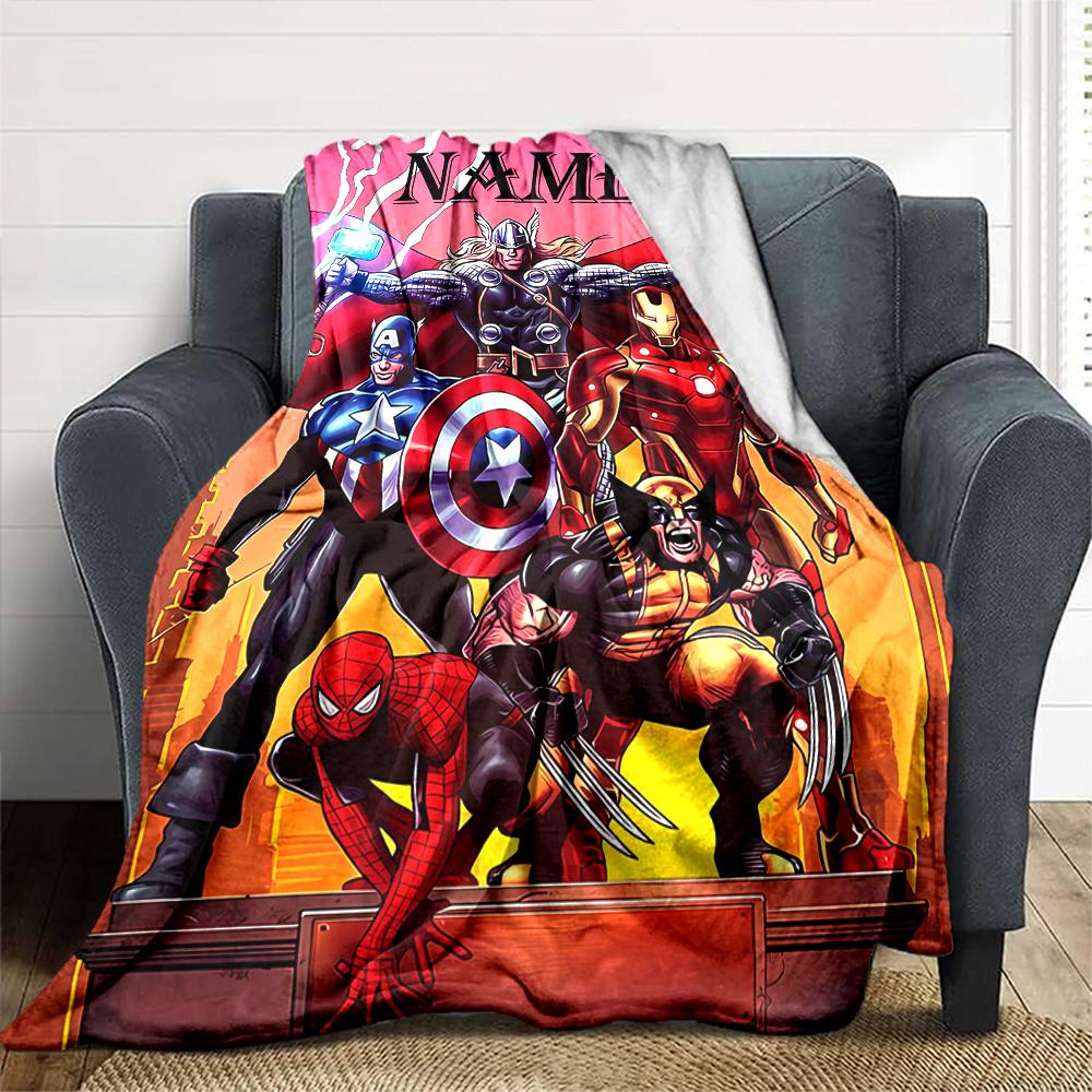 Customiz Name Personality The Avengers Blanket Soft &Warm Sofa Office Bed Travel Lunch Break Blanket, Gift Suitable All Seasons