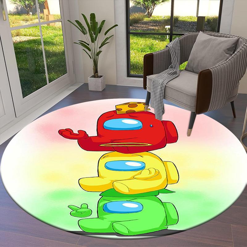 Tappeto Rotondo Among Us, Tappeto per Soggiorno Camera da Letto Divano Sala Giochi Decorazione, Tappetino Antiscivolo
