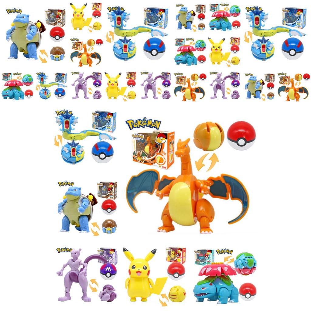 Pokemon Transforming Egg Figures Pikachu Charizard Bulbasaur Collectible Toys