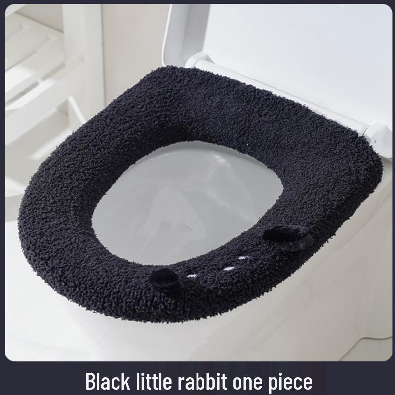 Plush Toilet Seat Cover Cushion with Handle for Winter Home Use