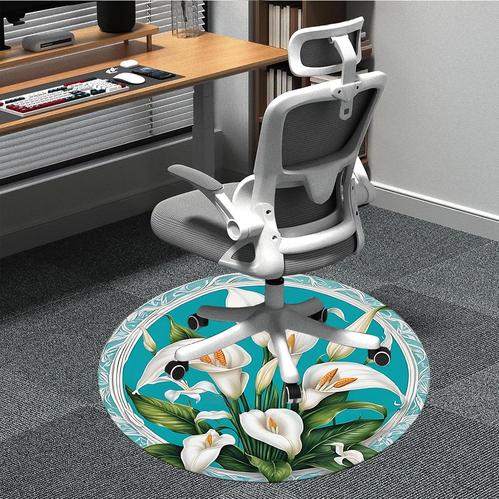 

1pc Calla Lily Bouquet Chair Carpet for Office Non-Slip, Rug for Office, Room, Good Gift for Family or Friends, yy251226188 80cm by 80cm