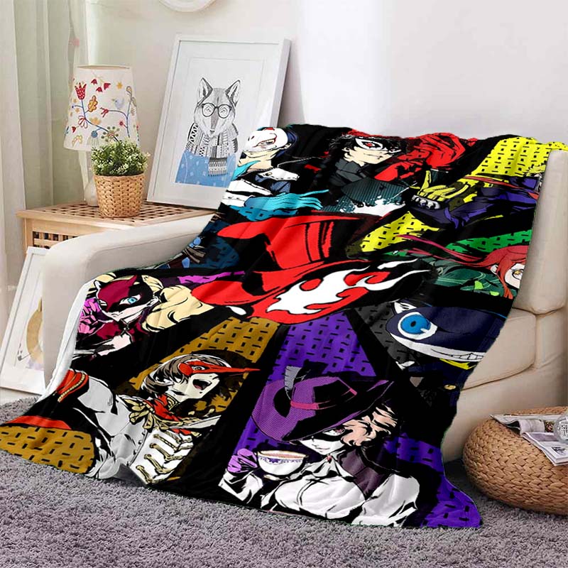 newmodelGame Cool Blanket Plush Nap Sofa rug for Living P-Persona series Room Warm Office Bedroom Birthday Home Travel Kid Gifts