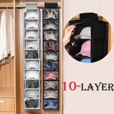 10-Lagen Schuhaufhänger Faltbar Multifunktional Schrank Kappen-Organizer Hängebeutel für Zuhause Schlafzimmer Kleidung Unterwäsche Aufbewahrungshalter