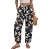 Pantaloni da Donna Casual a Gamba Larga con Coulisse, Stampa Floreale, Comodi e Leggeri, da Casa con Elastico in Vita