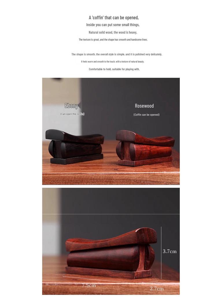 Purple Sandalwood Ebony Wood Carved Coffin Ornament for Home Decor
