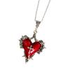Gothic Thorn Red Heart Necklace Adornment Adjustable Alloy Clavicle Chain for Unique Style and Mystery Lovers